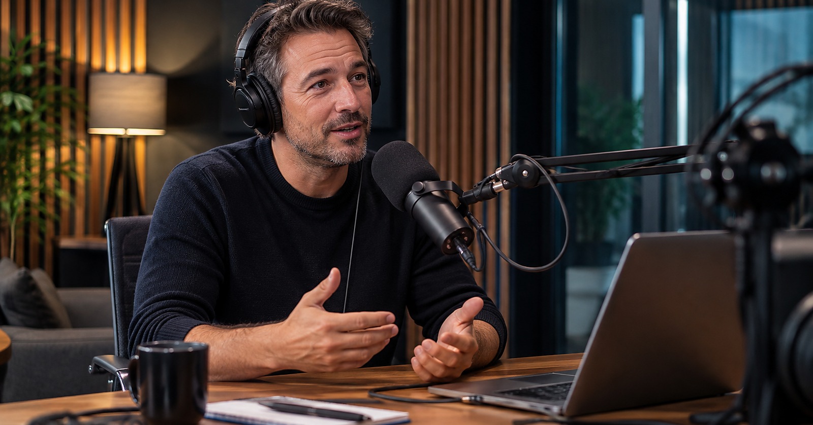 Illustration d’un environnement de studio pour podcast