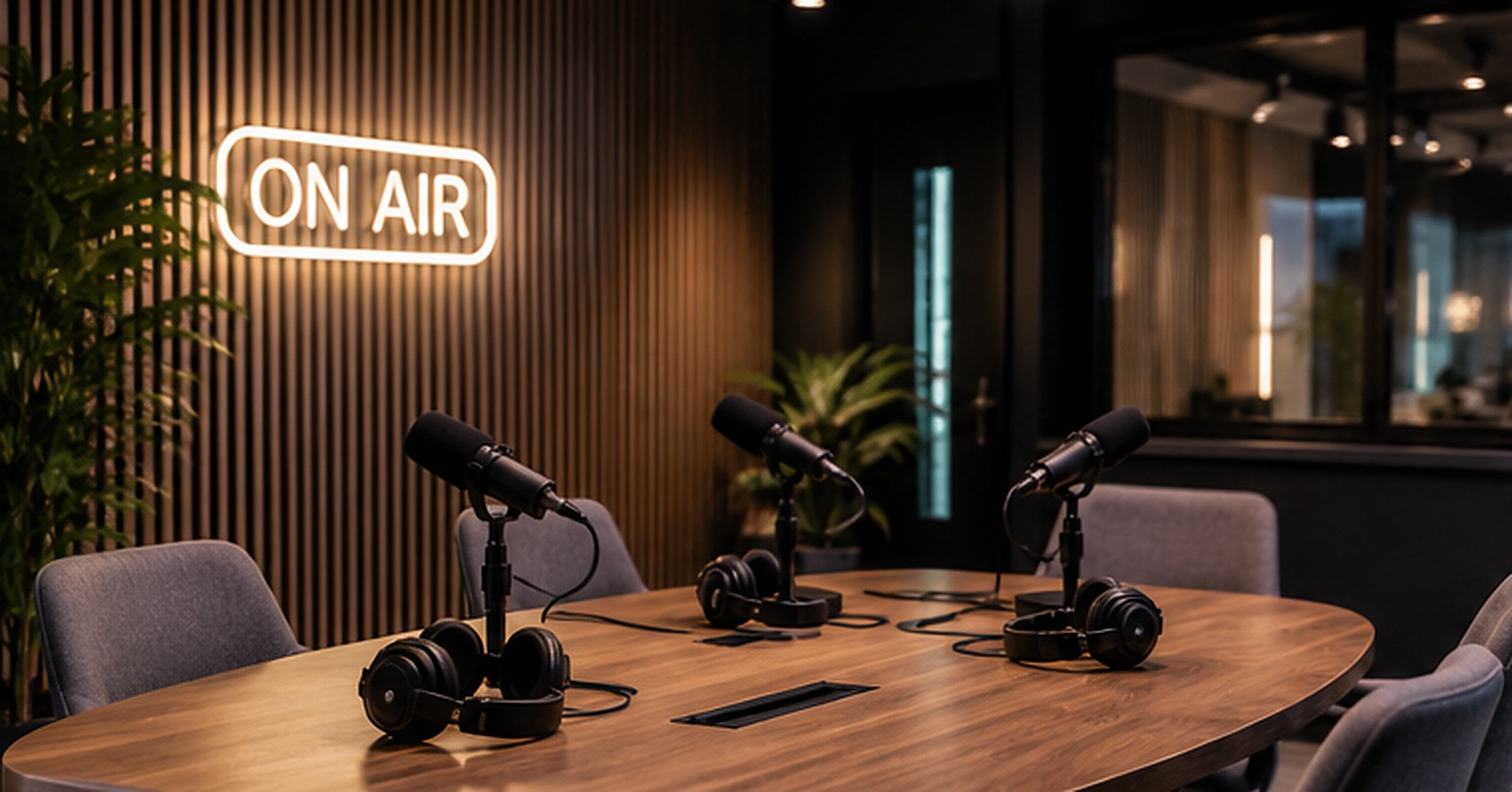 Illustration d’un espace de studio podcast